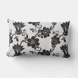 Almohada lumbar con flores negras de acento
