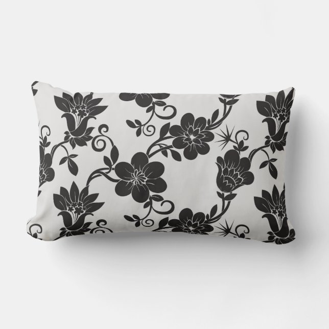 Almohada lumbar con flores negras de acento (Anverso)