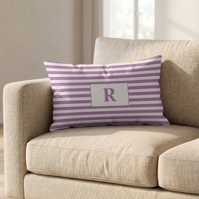 Almohada Lumbar con Monograma Rayas Morado Claro/B (Subido por el creador)