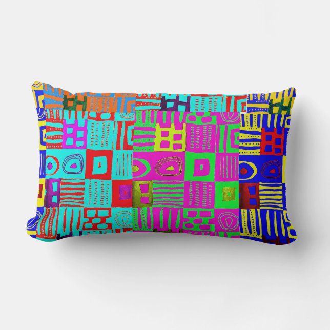 Almohada Lumbar con Motivo Geométrico Afrocentrico (Anverso)