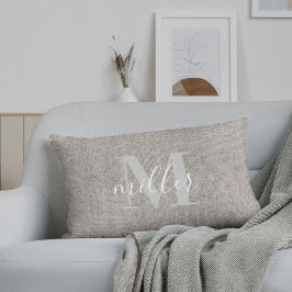 Almohada lumbar con nombre de familia monograma rú