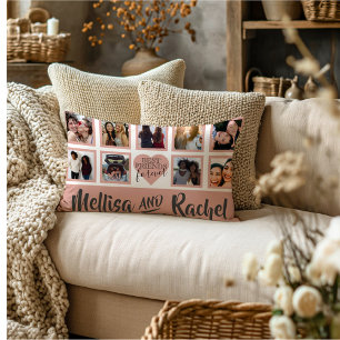 Almohada lumbar con nombre de foto de mejores amig