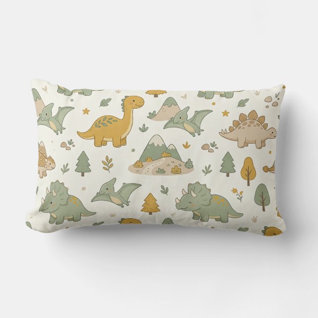 Almohada lumbar con patrón de dinosaurio boho lind (Anverso)