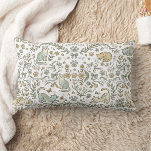 Almohada Lumbar con Patrón de Gato de Estilo Bohem