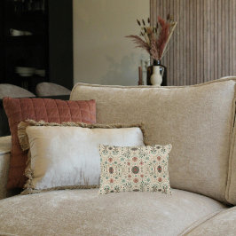 Almohada lumbar con patrón de hierbas Boho