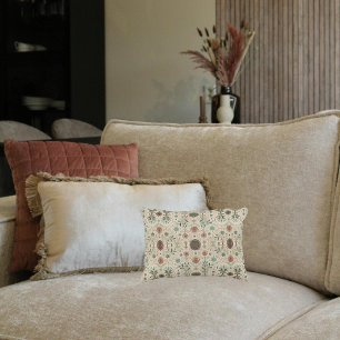 Almohada lumbar con patrón de hierbas Boho
