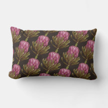Almohada lumbar con patrón de planta de flor prote