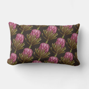 Almohada lumbar con patrón de planta de flor prote