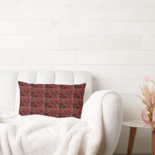 Almohada lumbar con patrón de rejilla floral abstr