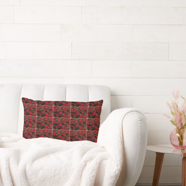 Almohada lumbar con patrón de rejilla floral abstr (Sofá)