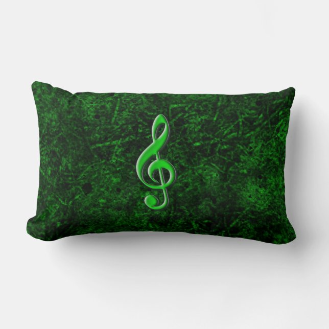 Almohada lumbar con símbolo de nota musical verde (Anverso)