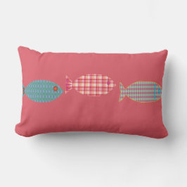 Almohada lumbar costera rosa salmón con tres color