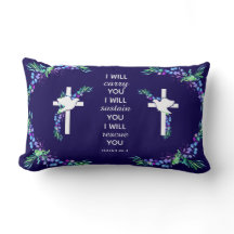 Almohada lumbar cristiana de palomas y flores
