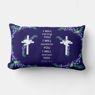 Almohada lumbar cristiana de palomas y flores