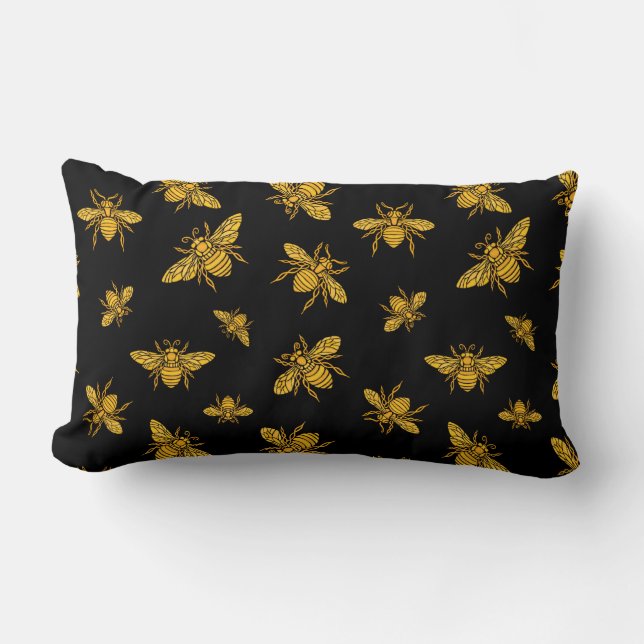 Almohada lumbar de abejas doradas (Anverso)