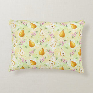 Almohada lumbar de acuarela Amarillo Pera y Floral