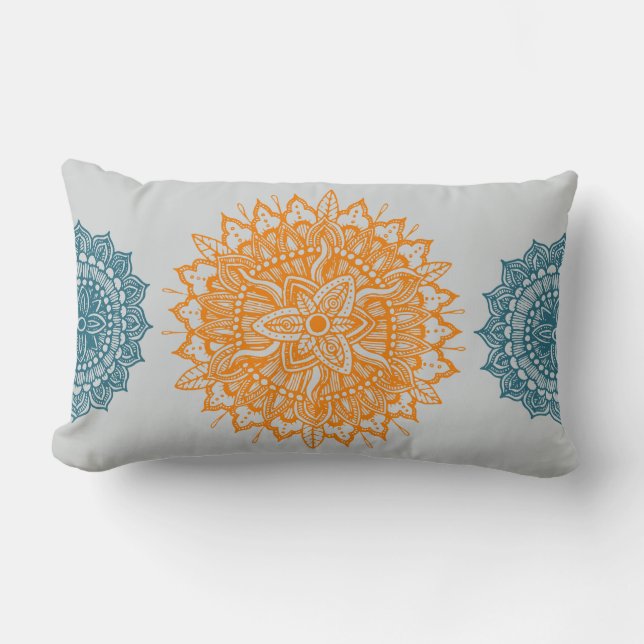 Almohada lumbar de adorno de tracería de mandala (Anverso)