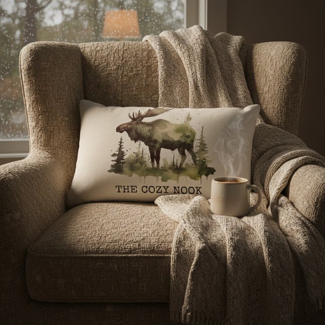 Almohada lumbar de algodón personalizada con alce  (Subido por el creador)