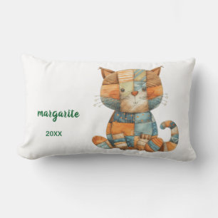 Almohada lumbar de arte de gato calico personaliza