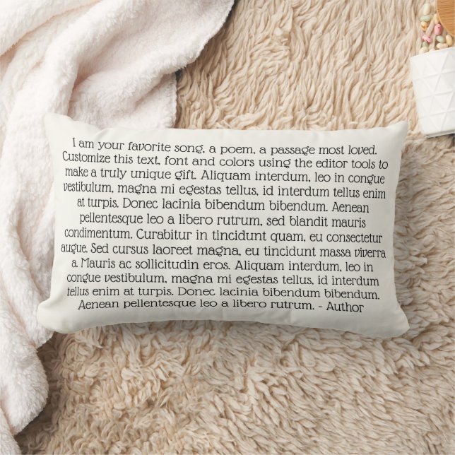 Almohada lumbar de arte de letra de canción person (Manta)