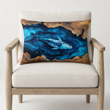 Almohada lumbar de ballena de resina de madera