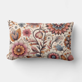 Almohada lumbar de bohemio vintage floral