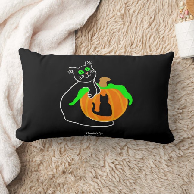 Almohada lumbar de calabaza para gato negro (Manta)