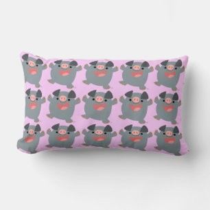 Almohada lumbar de cerdo saltarín de dibujos anima