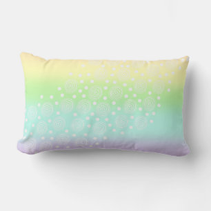 Almohada lumbar de círculos de arcoíris pastel