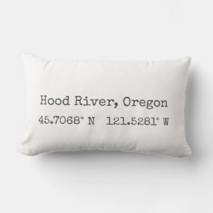 Almohada lumbar de coordenadas de Hood River, Oreg