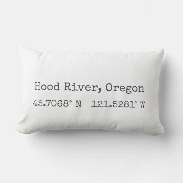 Almohada lumbar de coordenadas de Hood River, Oreg (Anverso)