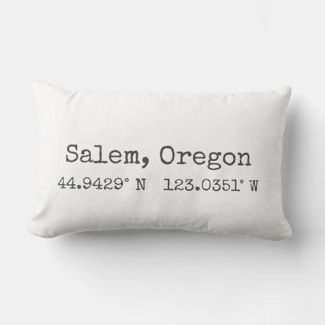 Almohada lumbar de coordenadas de Salem, Oregon (Anverso)
