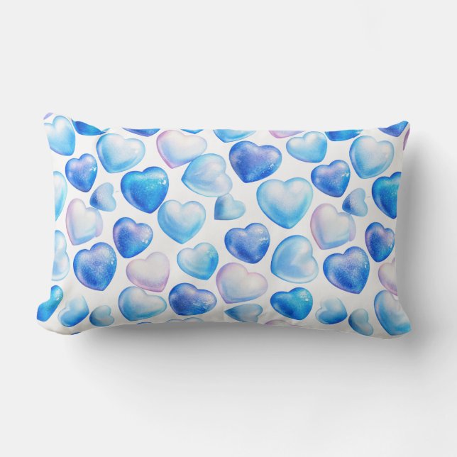 Almohada lumbar de corazón azul pastel (Anverso)