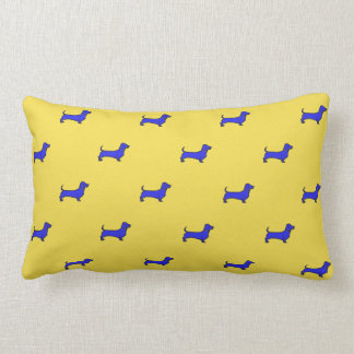Almohada lumbar de Daschund - azul tejado en el