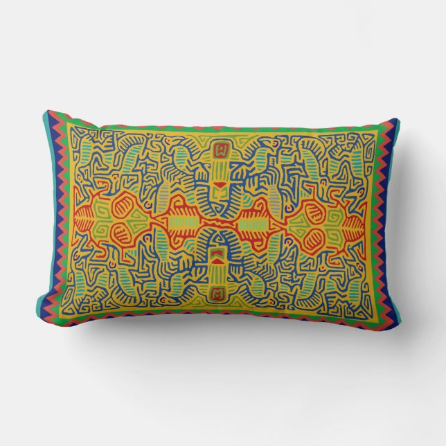 Almohada lumbar de diseño de pájaro Mola (Anverso)