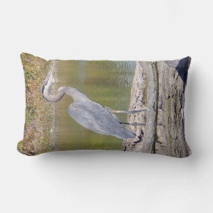 almohada lumbar de doble cara de la garza azul