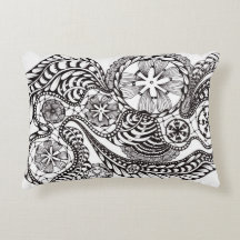 Almohada lumbar de encaje negro y blanco minimalis