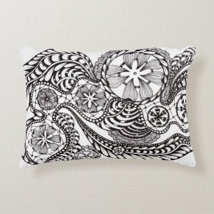 Almohada lumbar de encaje negro y blanco minimalis