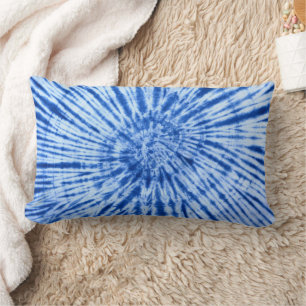 Almohada lumbar de estampado azul de remolino de t