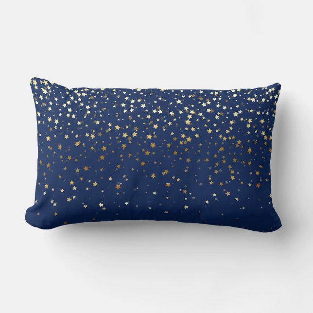 Almohada lumbar de estrellas doradas pequeñas de i (Anverso)