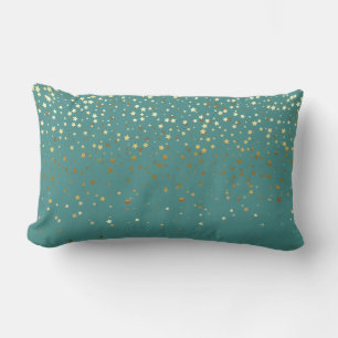 Almohada lumbar de estrellas doradas pequeñas de i