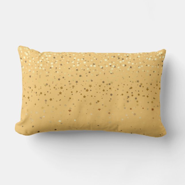 Almohada lumbar de estrellas doradas pequeñas para (Anverso)