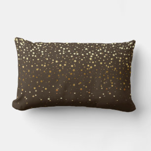 Almohada lumbar de estrellas doradas pequeñas para