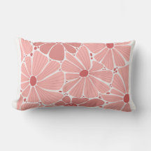 Almohada lumbar de flor de margarita rosa coral
