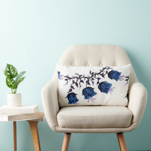 Almohada lumbar de flores de enredadera de campana