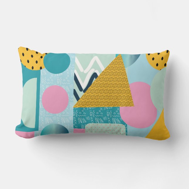 Almohada lumbar de formas geométricas collage colo (Anverso)