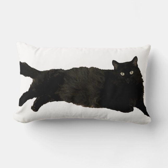 almohada lumbar de gato negro (Anverso)