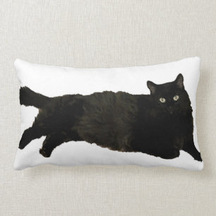almohada lumbar de gato negro