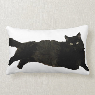almohada lumbar de gato negro