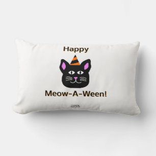 Almohada lumbar de gato negro, Meow-A-Ween